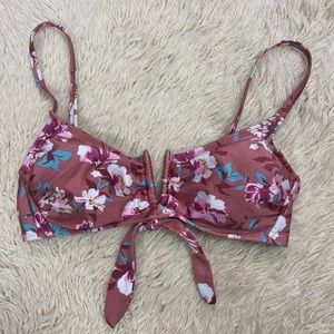 Xhilaration Pink floral bikini top